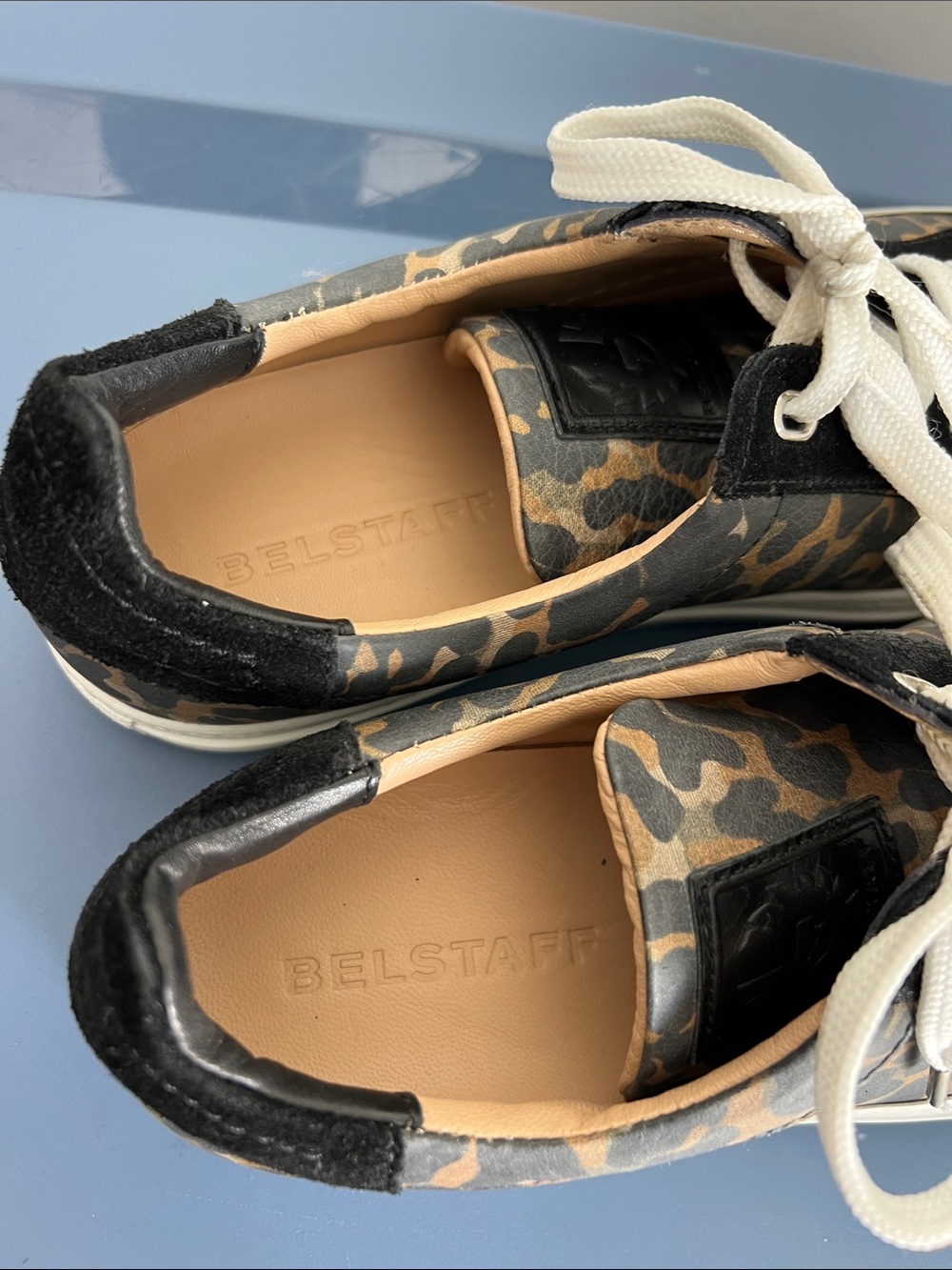 Belstaff dagenham leopard canvas suede low top sneakers tasmin gold colorway 38 - Picture 4 of 15